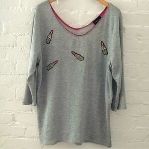 Lane Bryant Tunic Top Embroidered Lipstick Lips Size 14/16 Artsy Casual Boho